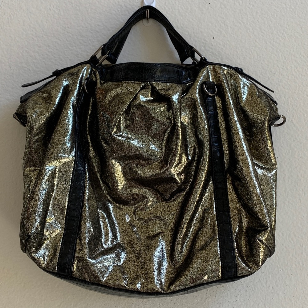 Golden Black Glittery Express Hobo Bag